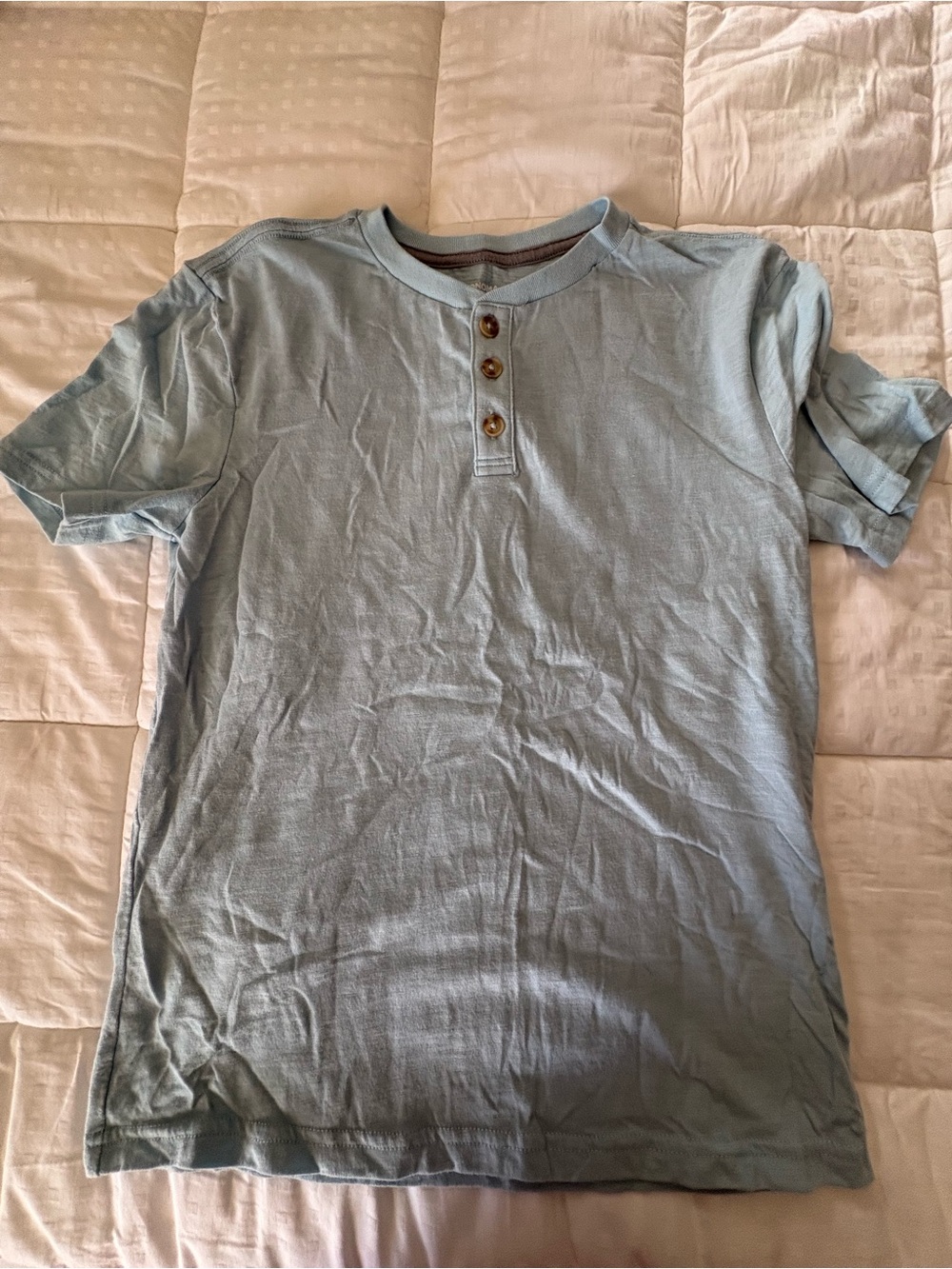 Boys Light Blue Henley Short-Sleeve Shirt